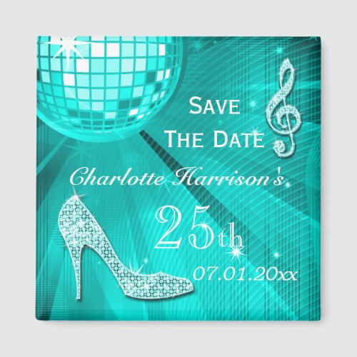 Sparkly Stiletto Heel 25th Birthday Save The Date Magnet