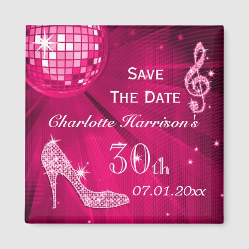 Sparkly Stiletto Heel 30th Birthday Save The Date Magnet