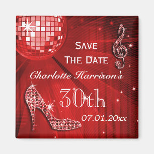 Sparkly Stiletto Heel 30th Birthday Save The Date Magnet