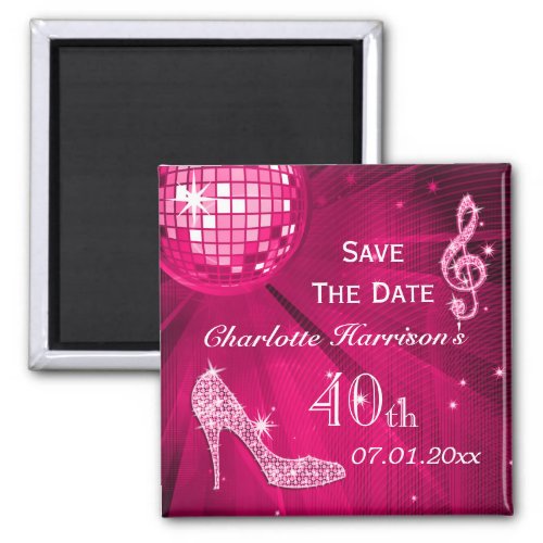 Sparkly Stiletto Heel 40th Birthday Save The Date Magnet