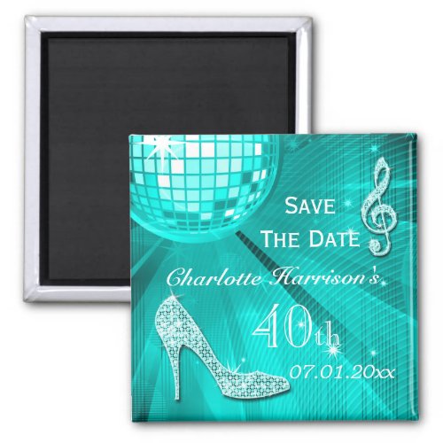 Sparkly Stiletto Heel 40th Birthday Save The Date Magnet