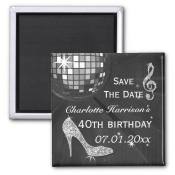 Sparkly Stiletto Heel 40th Birthday Save The Date Magnet by Sarah_Designs at Zazzle