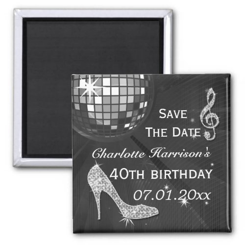 Sparkly Stiletto Heel 40th Birthday Save The Date Magnet