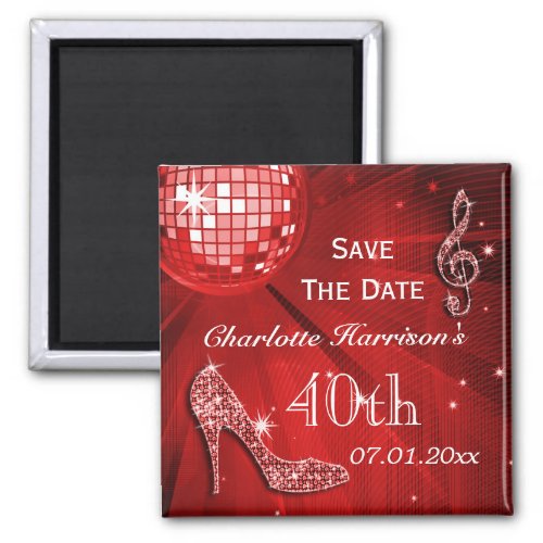 Sparkly Stiletto Heel 40th Birthday Save The Date Magnet