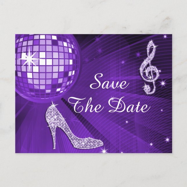 Sparkly Stiletto Heel 50th Birthday Save The Date Announcement Postcard (Front)