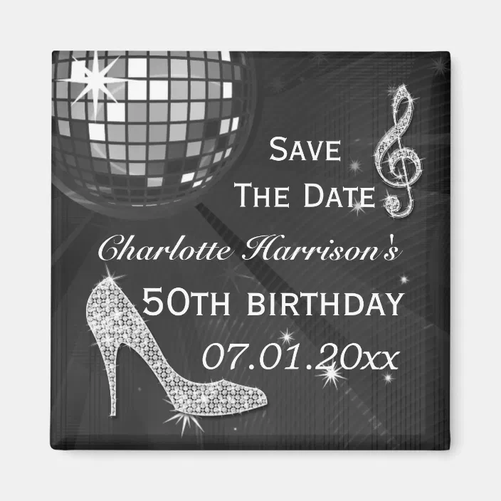 Sparkly Stiletto Heel 50th Birthday Save The Date Magnet Zazzle Sparkly Stiletto Heel 50th Birthday
