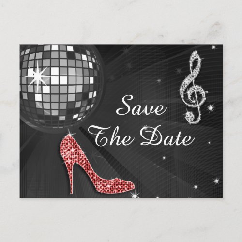 Sparkly Stiletto Heel 55th Birthday Save The Date Announcement Postcard