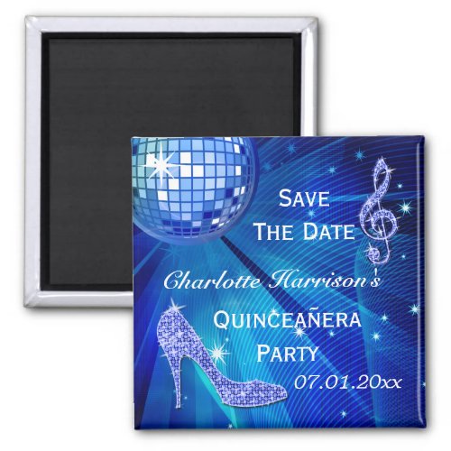 Sparkly Stiletto Heel Quinceaera Save The Date Magnet