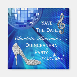 Sparkly Stiletto Heel Quinceañera Save The Date Magnet