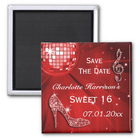 Sparkly Stiletto Heel Sweet 16 Save The Date Magnet