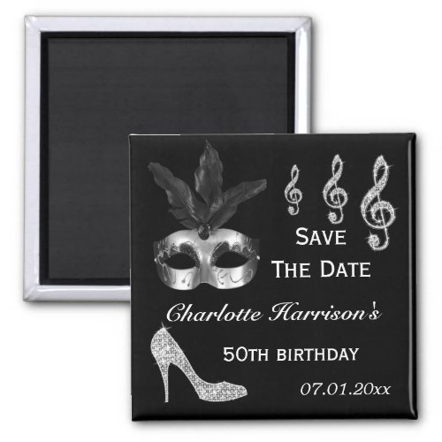 Sparkly Stiletto Masquerade  Music Save The Date Magnet