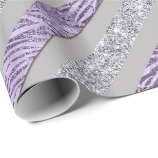 Sparkly Stripes - LT Purple & Silver (d) Wrapping Paper