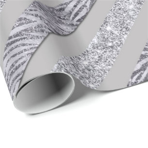 Sparkly Stripes - Silver & Silver (a) Wrapping Paper