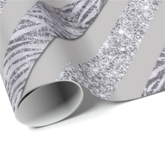Sparkly Stripes - Silver & Silver (a) Wrapping Paper