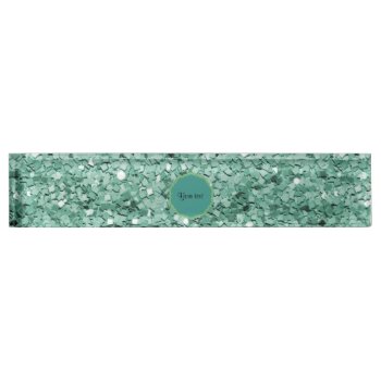 Sparkly Teal Glitter Desk Name Plate by kye_designs at Zazzle