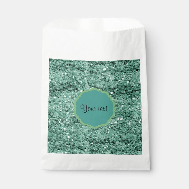 Sparkly Teal Glitter Favor Bag (Front)