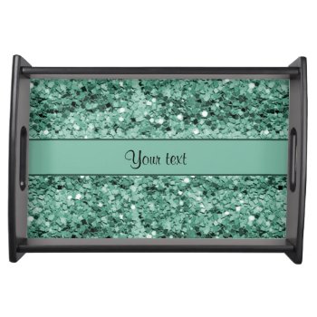 Sparkly Teal Glitter Serving Tray by kye_designs at Zazzle