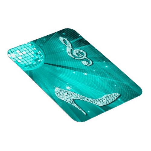 Sparkly Teal Music Note  Stiletto Heel Magnet