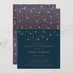 Sparkly Teal Pink Glitter Sequins Bachelorette Invitation