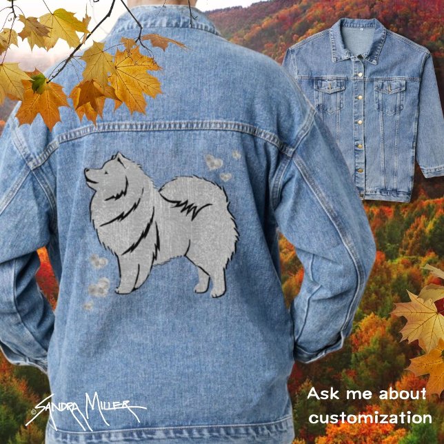 SPARKLY THANG Samoyed spitz lappy faux metallic Denim Jacket (Creator Uploaded)