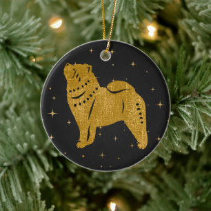 SPARKLY THANG - SMOOTH Chow faux metallic ornament