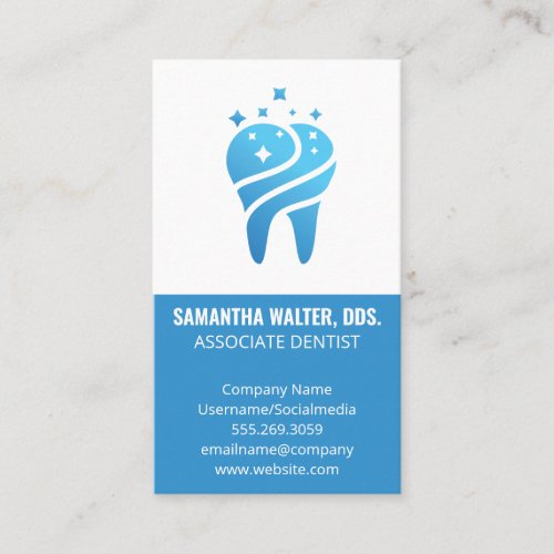 Sparkly Tooth Icon  Associate Dentist Business Card