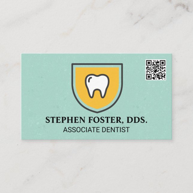 Sparkly Tooth Icon | QR Code Business Card (Front)