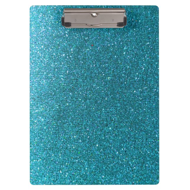 Sparkly Turquoise Blue Glitter Teachers Classroom Clipboard (Front)