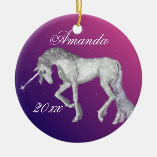 Sparkly Unicorn Fantasy Ceramic Ornament