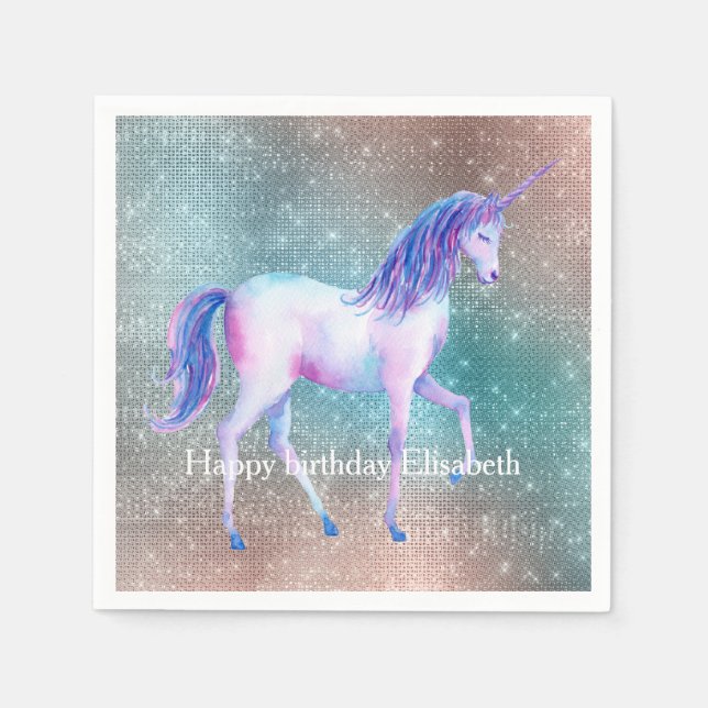 Sparkly Unicorn Napkins (Front)