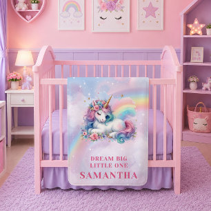 Sparkly Unicorn Pastel Colors Girl Birthday Blanke Fleece Blanket