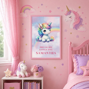 Sparkly Unicorn Pastel Framed Poster Kids Decor