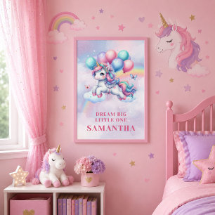 Sparkly Unicorn Pink Purple Framed Wall Art