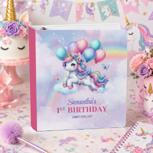 Sparkly Unicorn Pink Purple Girl Birthday Binder