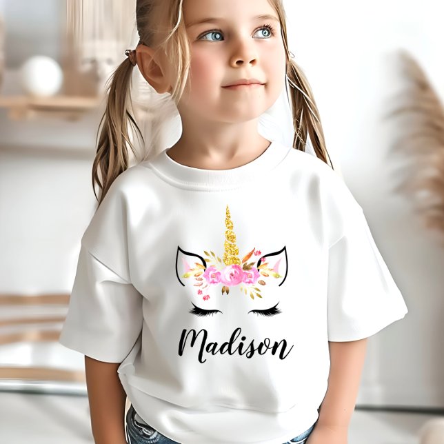 Sparkly Unicorn with Eyelashes Personalized Kids T-Shirt (Creator Uploaded)