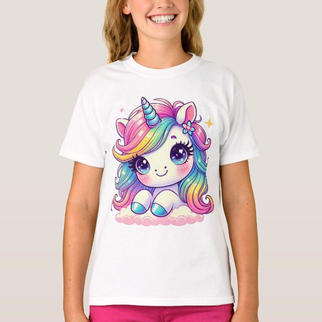 Sparkly Unicorn with Eyelashes  T-Shirt (Front)