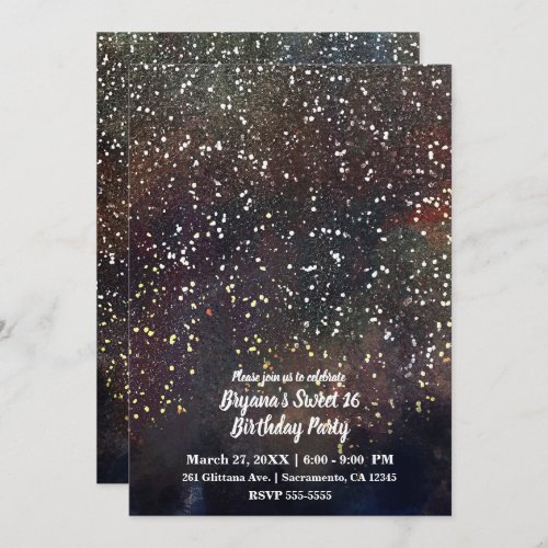 Sparkly Watercolor Earthy Rustic Modern Glam Party Invitation