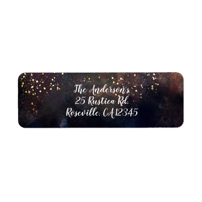 Sparkly Watercolor Earthy Rustic Modern Glam Party Label (Front)