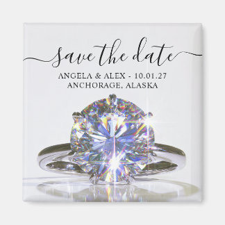 Sparkly Wedding Ring Save the Date Magnet