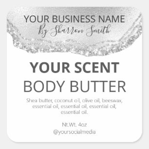 Sparkly White Silver Glitter Agate Product Labels