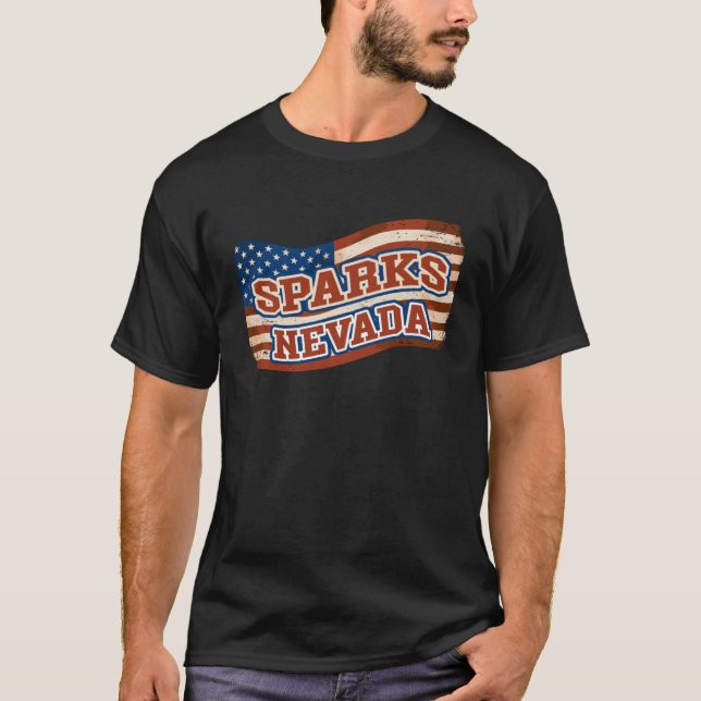 Sparks City Nevada American Flag T-Shirt (Front)