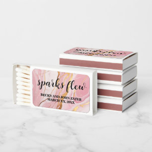Sparks Flew Pink and Gold Marble Background Matchboxes