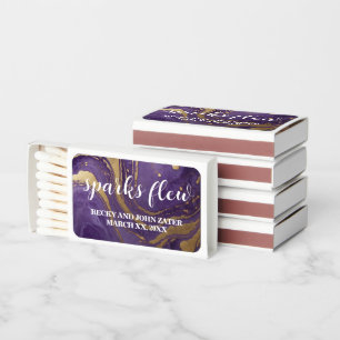Sparks Flew Purple Gold Marble Background Matchboxes
