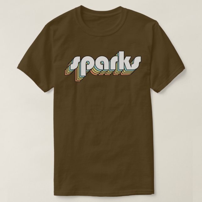 Sparks Retro Rainbow Typography Faded Style T-Shirt (Design Front)