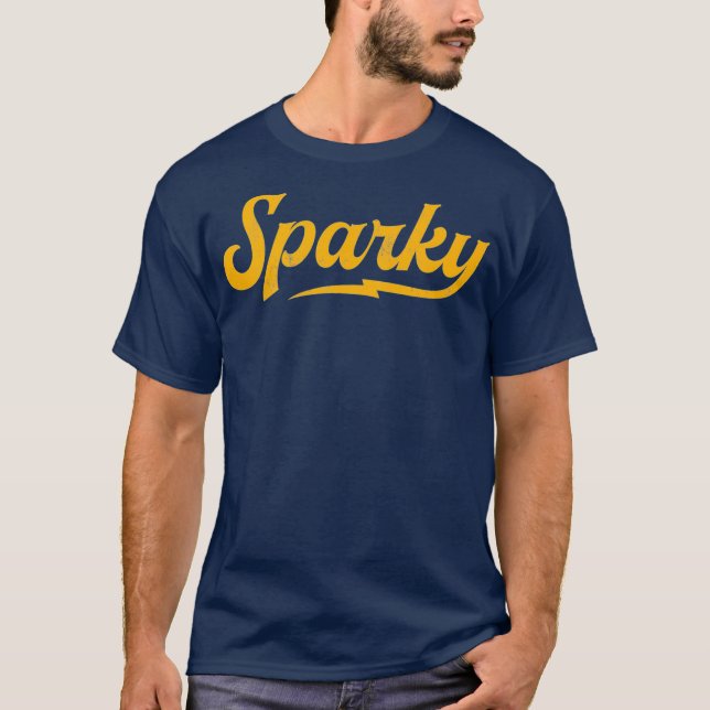 Sparky Electrician Funny Lineman Dad Retro Gifts T-Shirt (Front)