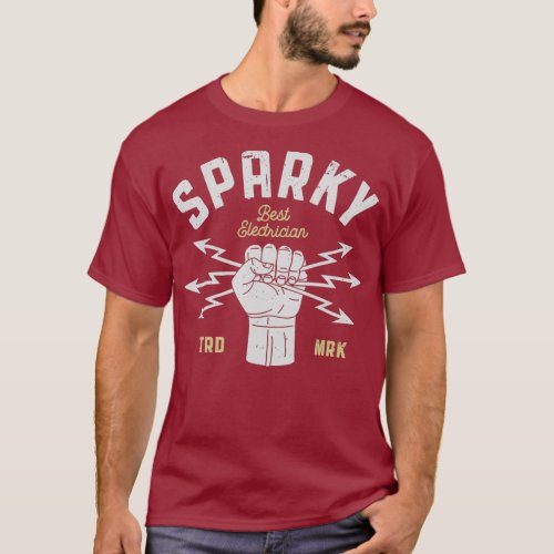 Sparky Electrician Funny Lineman Dad Retro Gifts T_Shirt