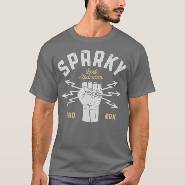 Sparky Electrician Funny Lineman Dad Retro Gifts T-Shirt (Front)