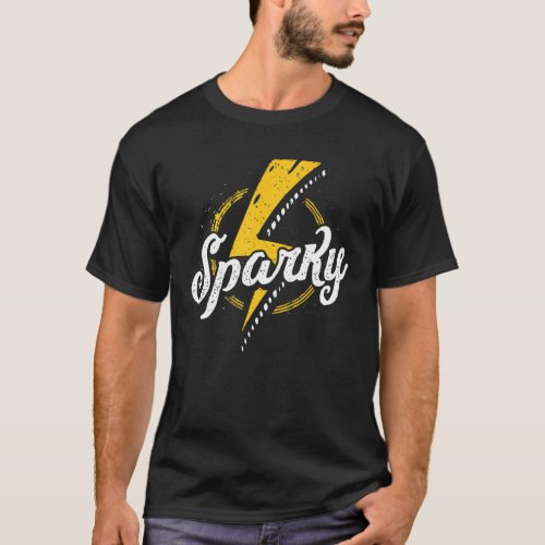 Sparky Electrician Funny Lineman Dad Retro Vintage T_Shirt