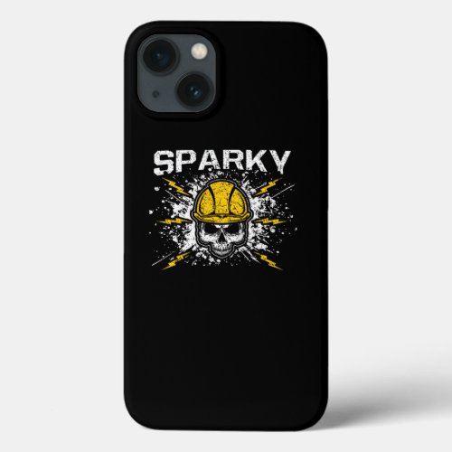 Sparky Grounded Voltage Electrician Lineman Skull iPhone 13 Case