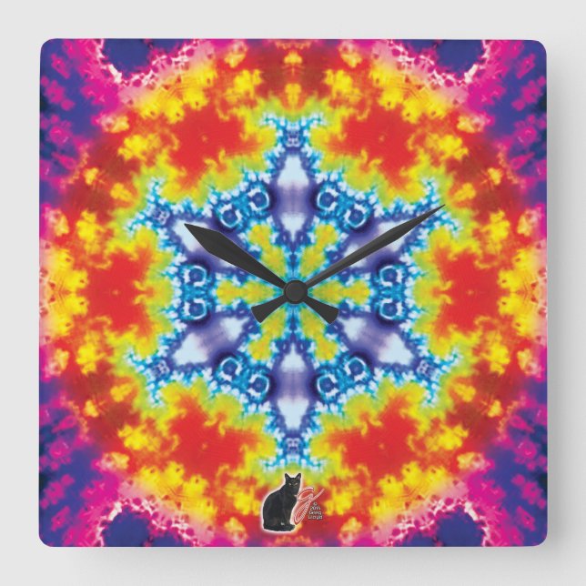 Sparky Kaleidoscope Square Wall Clock (Front)